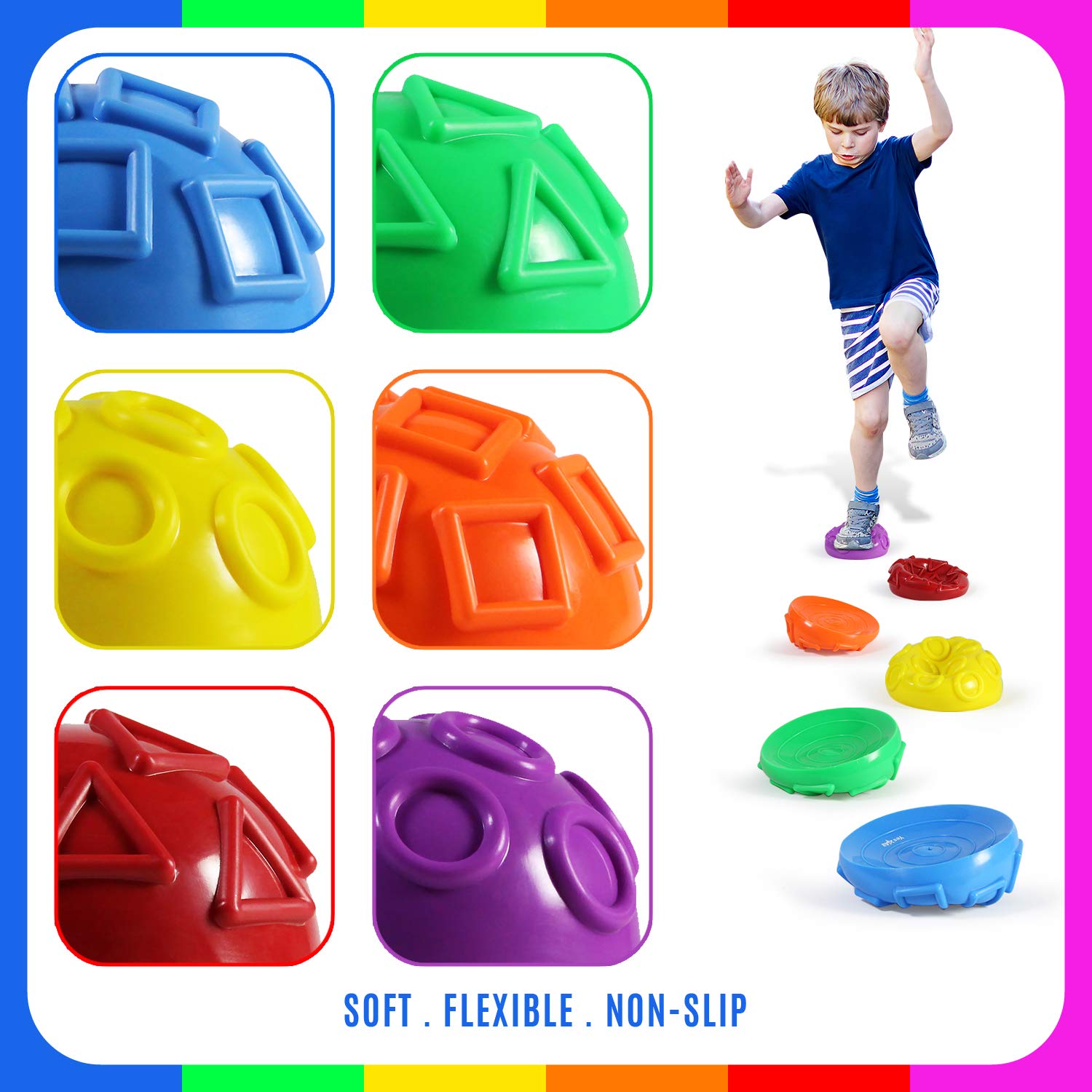Yes4All Hedgehog Balance Pods for Exercise, Core Body Balancing, Balance Pods for Any Age Group with Hand Pump - Set of 6