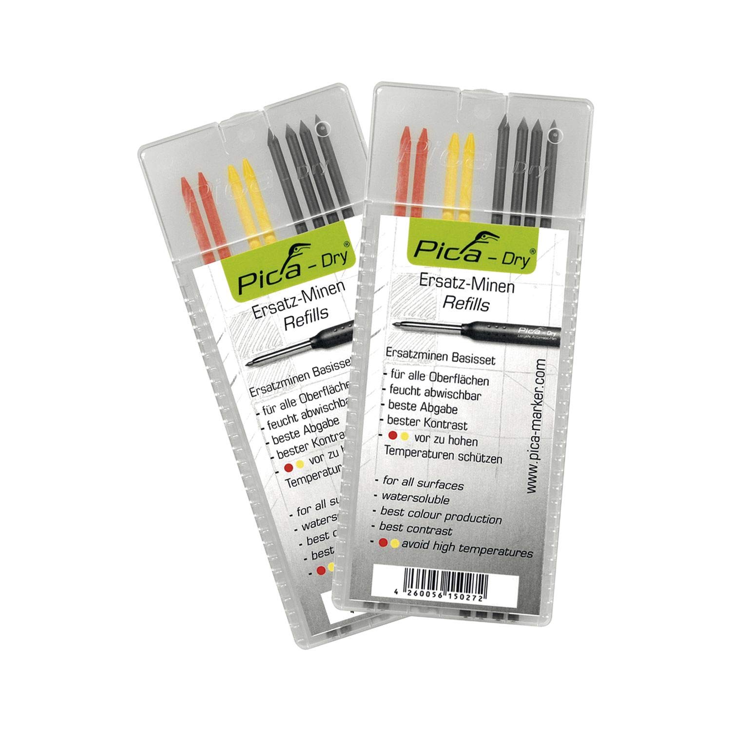 Pica 4020_2 Dry Refills, Red, Yellow, Black