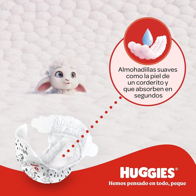 Little Movers Pañales para Bebé con Diseños Disney Talla 3 (4-9 kg), Comodidad para la Piel 24/7, 3 Packs de 56, Total 168 Pañales