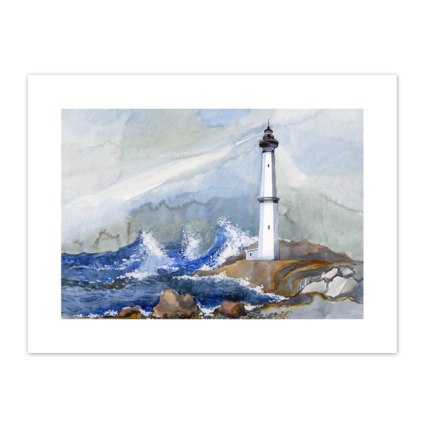 Wee Blue Coo Lighthouse Nautical Painting Art Print Canvas Premium Wall Decor Poster