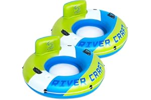 Sebor Heavy Duty River Tube, Inflatable Floating Tube with Backrests, Cupholders & Handles - Extra Large, Deluxe Pool Tube for Summer Relaxation
