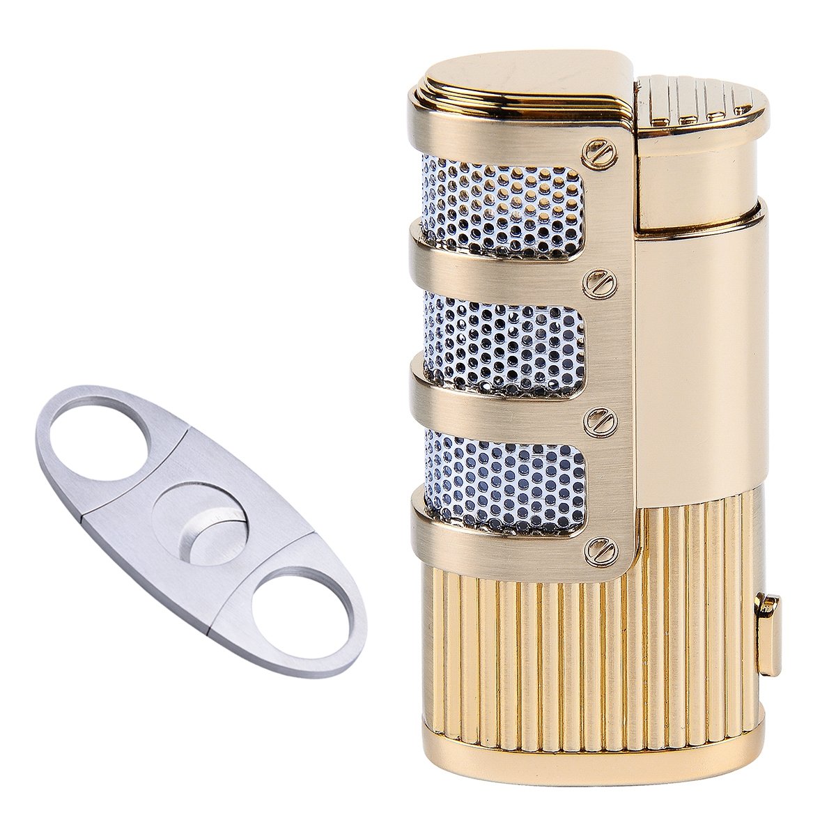 Cigarette Cigar Lighter Triple Jet Flame Butane Torch Combo