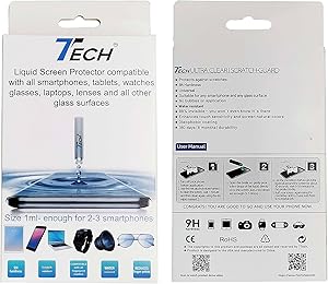 7TECH-Original Nano Liquid Screen Protector, Scratch Resistant 9H, for All Smartphones, Tablets, Watches Glasses, Nano Coating-for iPhone 6, 7, 7 Plus 8 X Xs Xr, Max,11, for up to 3 smartphones