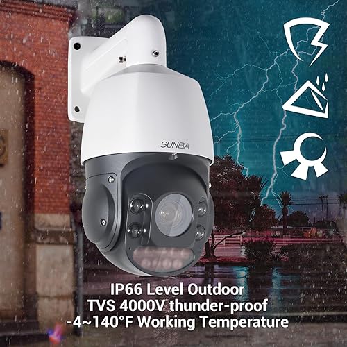 SUNBA 5MP PoE+ Auto Tracking PTZ IP Camera Outdoor, 25X Optical