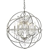 Elegant Lighting Geneva Collection 1130D25PN/RC 6-Light Pendant Lamp with Royal Cut Crystals, Polished Nickel Finish