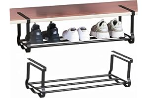 Fliqor Expandable Hanging Shoe Rack for Closet, 2 Pack Retractable Metal Under Shelf Rack, Adjustable Under Cabinet Storage S