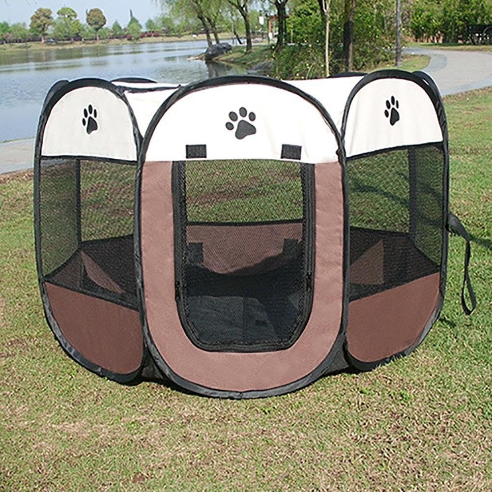Pet Myyxt Dog Cat Play Pen Portable Foldable Puppy Made of 600D Oxford cloth/PVC plastic mesh, Gray