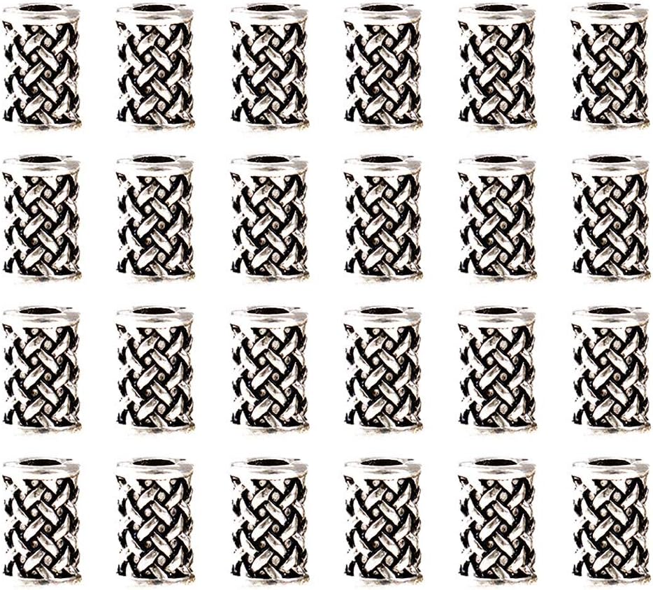 Vanproo 24Pcs Viking Beard Dreadlocks Beads Viking Runes Alphabet Runes Bracelet Findings Viking Jewellery