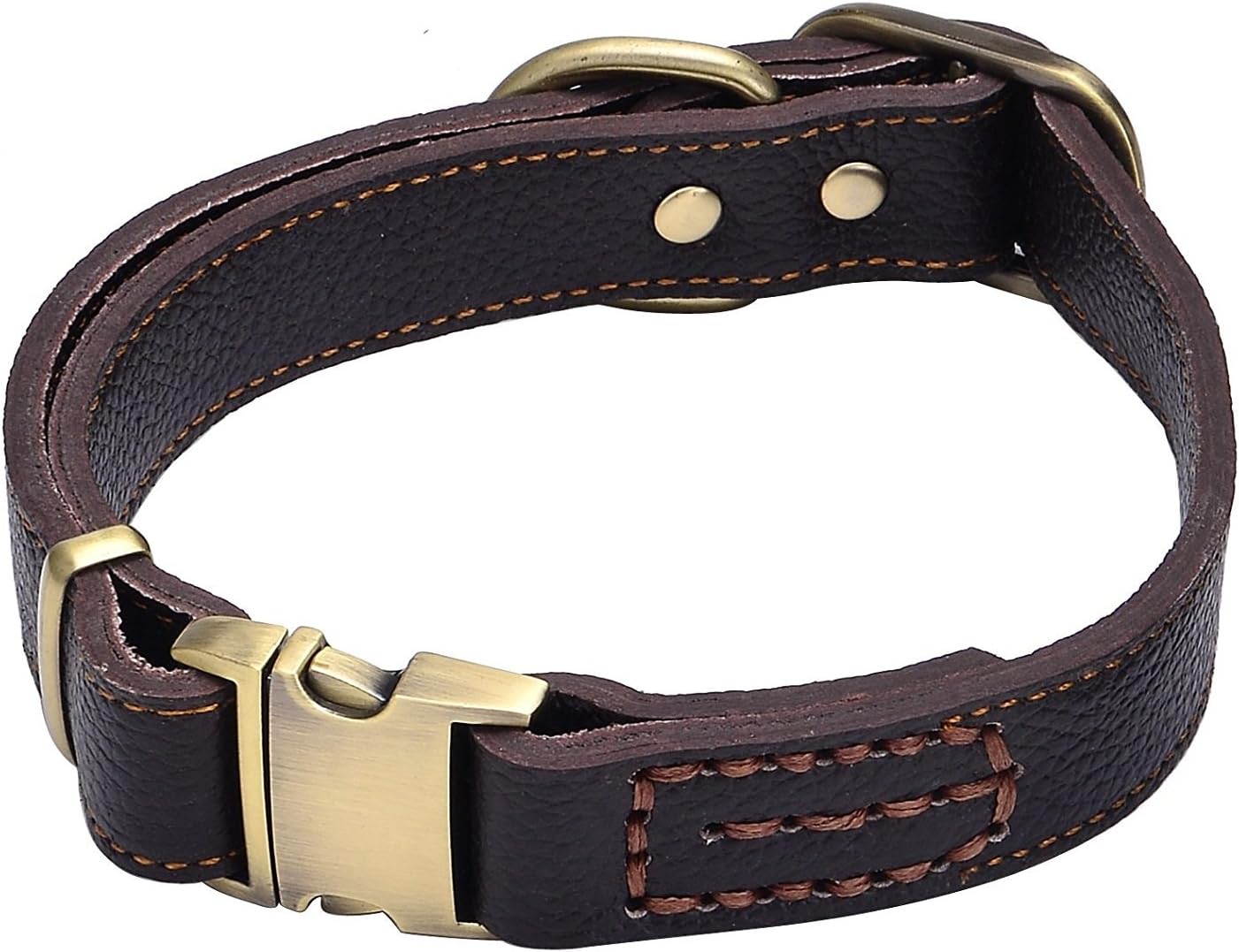 Tellpet Leather Dog Collar with Quick Release Buckle