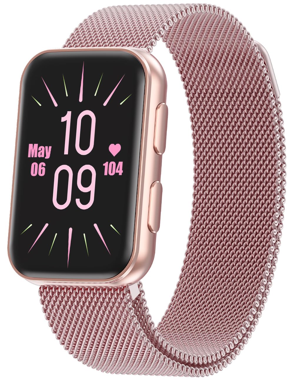 Photo 1 of MorePro Health Fitness Tracker with Blood oxy-gen Monitor and 24/7 Heart Rate and Blood Pressure, Sleep Monitor, 120+ Sport Modes Waterproof Fitness Watch for Women Men Android iOS, Active Pink