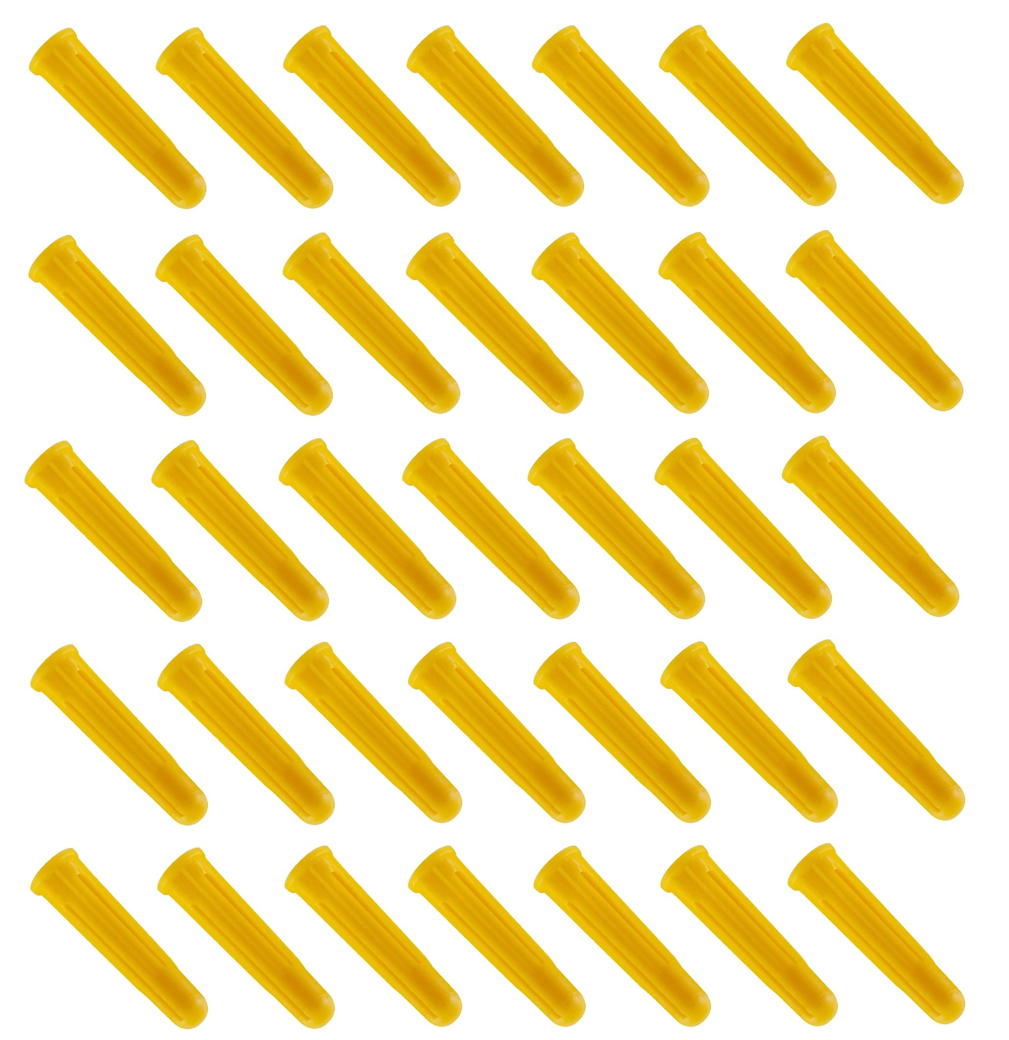 TERF® Premium Quality Yellow Wall Plugs - 5mm x 25mm Heavy Duty Rawl Plugs - Ideal for Stone, Brick or Concrete - Pack of 100
