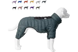 LOVELONGLONG ArmyGreen Dog Warm Coat, Waterproof Windproof Reflective Vest, Zippered Adjustable Snow Jacket for Small to Large Dogs