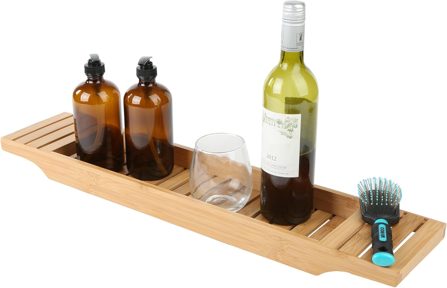 Mind Reader Bathroom Shower Organizer for Shampoo, Soap, Razors, and Much More Bamboo Bathtub Tray, Brown Bath Caddy: Home & Kitchen