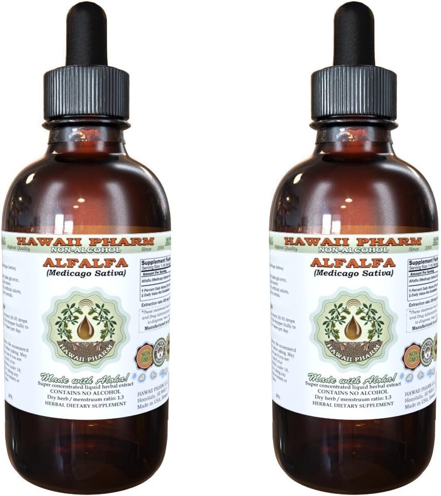 Alfalfa Alcohol-Free Liquid Extract, Organic Alfalfa (Medicago Sativa) Dried Leaf Glycerite 2 oz: Health & Personal Care