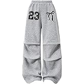 Verdusa Girl's Bow Knot Number Graphic Sweatpants Elastic Waist Wide Leg Baggy Pants