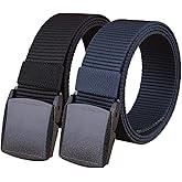 HOANAN 2 Pack Military Nylon Belt, 1.25" Wide No Metal Webbing Tactical Web Belt