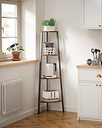 Pipishell 4 Tier Corner Shelf, Corner Bookshelf