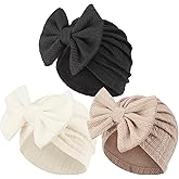 AQOKKA Newborn Baby Girl Hats with Bow Toddler Infant Beanie Cap Newborn Hospital Hats for Baby Girl Kid 3-12 Months