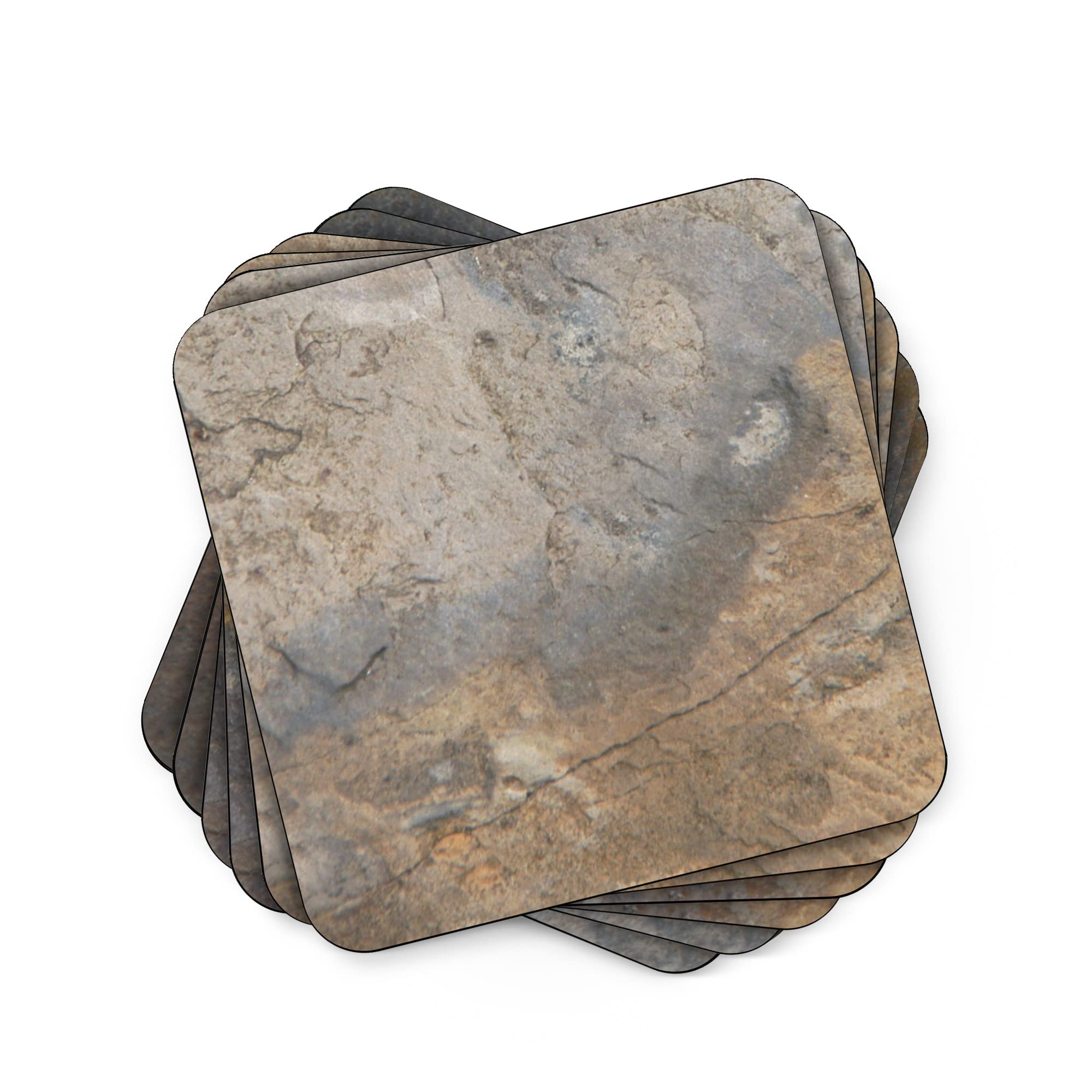Pimpernel Set of 6 Coasters - Earth Slate Design, Cork-Backed Drink Coasters with Heat Resistance and Stain Protection, Suitable for Tea, Coffee, and Everyday Use, 10.5 x 10.5cm