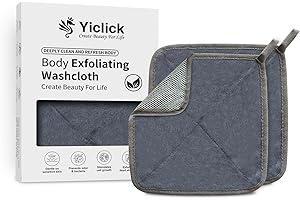 Yiclick Exfoliating Washcloth for Face and Body, Wash Cloth for Showering, Travel Wash Rag - Exfoliating Towel, Body Scrubber Exfoliator, Scrub Cloth, Loofah Lufas Sponge for Men & Women