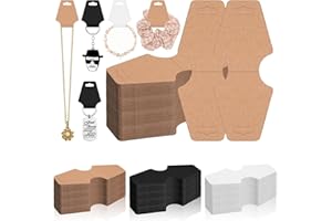 Glarks 200pcs 2 x 5In Jewelry Display Card Set - Brown Kraft Paper Bracelet Hang Tags for Necklaces, Key Chains, Earring Pack
