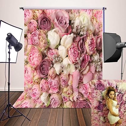 5x7ft Botong Rose Flowers Wall Background Vinyl Photography Backdrops For Newborns Party Children Family Baby Shower Portrait Photo Studio Props