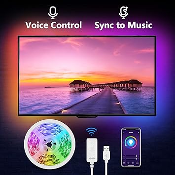 Nitebird Smart Led Strip Lights Work With Alexa Google Home Sync To Music Wifi Tv Led Backlight 9 2ft Kit For 32 To 60 Tv Dimmable Waterproof 5050 Rgb Tape Lights With Controller Led