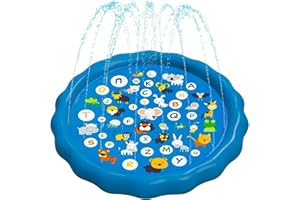 Kollsvein Kids Splash Pad, Outdoor Sprinkler Non-Slip Water Play Mat - 67’’ Inflatable Summer Swimming Pool Water Toy for Tod