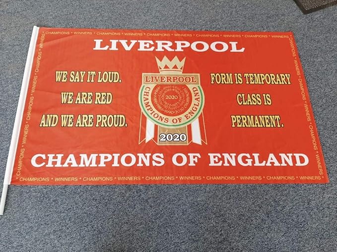 The Flagman Liverpool F C Premier Champions Flag 2020 5ft X 3ft Amazon Co Uk Sports Outdoors