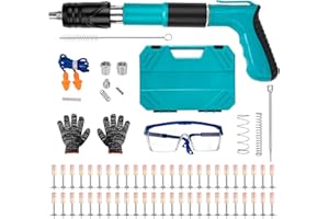CZPPIF Concrete Nail Gun Kit with 50pcs Nails, Wall Fastening Tool Nail Gun, 5 Speed Adjustable Manual Steel Nail Gun, Portable Nail Shooting Machine for Red Brick Walls, Concrete Walls, Household Decor