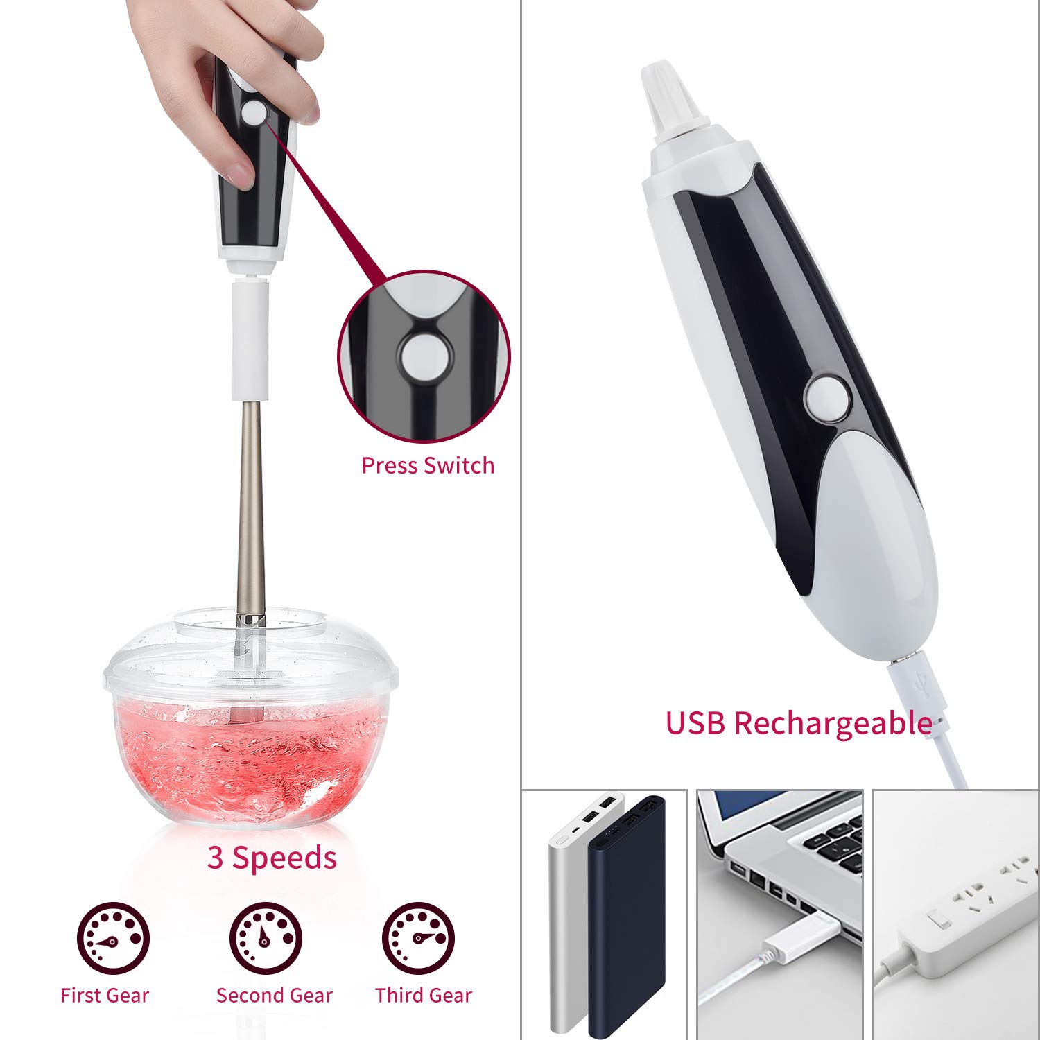 Electric Makeup Brush Cleaner and Dryer Spinner with 6 Rubber Holders, Automatic Brushes Cleaner Machine Kit - Quick, Easy and Effortless Way to Deep Cleans Dries All Makeup Brushes in Seconds