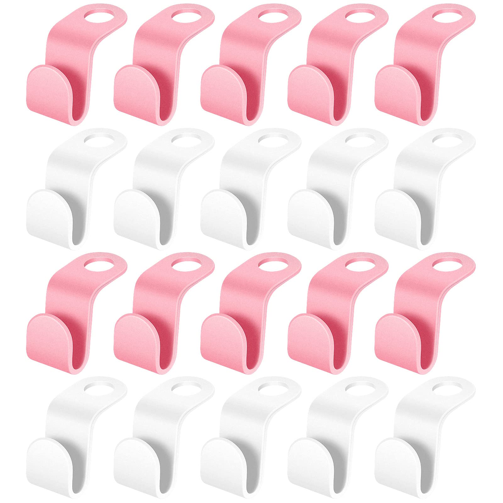 Medo 40 Pcs Hanger Hooks, Space Saving Hangers, Pink and White Hanger Connector Hooks, Clothes Hangers Space Savers for Wardrobe Closet Organizer