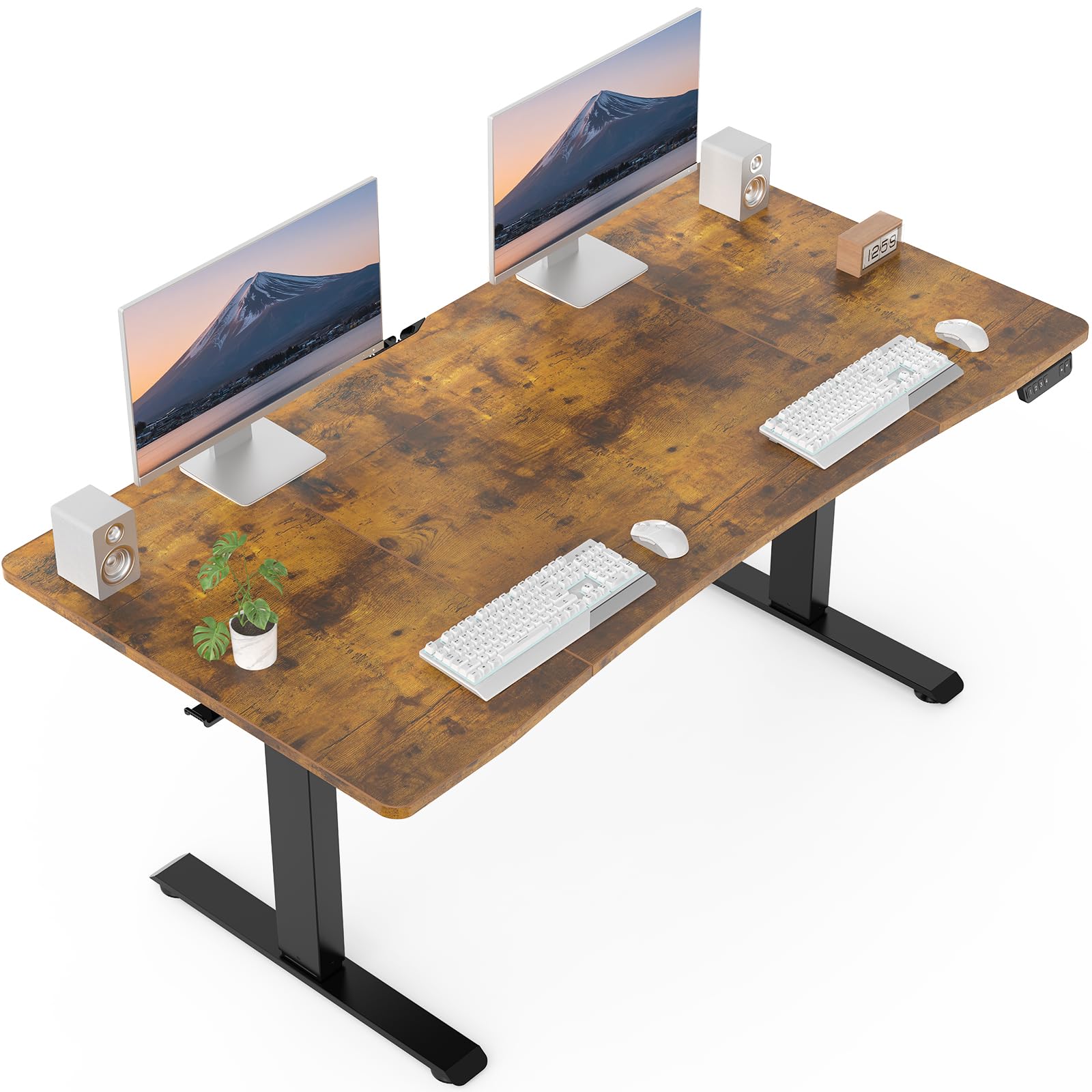 Photo 1 of ***NO INSTRUCTIONS***Veken 63 x 28 Inch Electric Standing Desk with Adjustable Height, Sit to Stand Computer Table for Study, Work or Gaming, Home Office Desk Brown