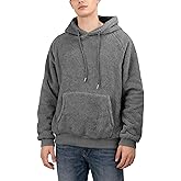 CHICASIMIR Mens Fuzzy Sherpa Hoodie Sweatshirts Fleece Front Pocket Pullover Fall Outwear Winter Hooded
