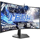 SANSUI 24 Inch Curved 160Hz Gaming Monitor,1500R Curved Gaming Monitor FHD 1080P Computer Monitor,MPRT 1ms Fast VA Display,Freesync,HDR,3000:1, HDMI2.0,DP1.4, VESA Support(ES-G24C1L HDMI Cable Incl.)