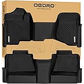 OEDRO Floor Mats Fit for 2007-2013 Chevy Silverado/GMC Sierra 1500&2007-2014 Silverado/Sierra 2500/3500 HD Crew Cab (Without Storage Box), TPE All-Weather Floor Liners, 1st and 2nd Row, Black