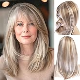 Dsimeig Long Blonde Wigs for Women Natural Straight Blonde Wig with Bangs,Synthetic Hair Wig for Daily Party Use