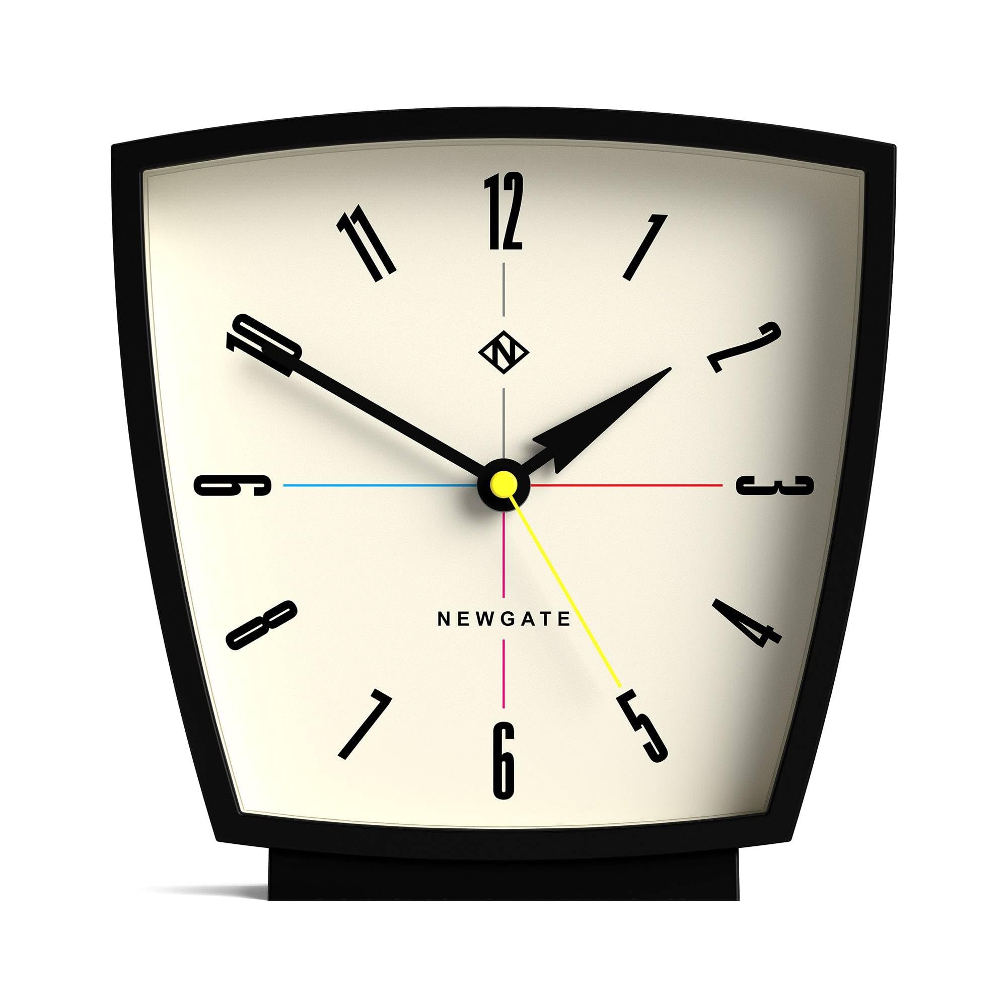 NEWGATE® Odyssey desk clock | Retro design | Black | Modern mid-century style for desk, mantel, table top, shelf or bedside