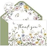SMUAENSS 24 Pack Floral Thank You Cards With Envelopes,Watercolor Wildflower Thank You Cards for Baby Shower,Thanksgiving,Teachers,Birthday Greeting Cards
