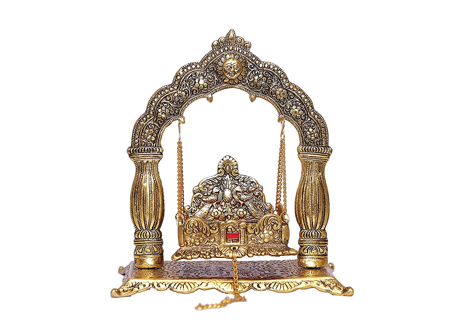 Aditri Creation Oxidized Gold Plated Laddu Gopal Jhula Palna Swing for Home Decor, Krishna Jhula for Pooja, Indian Pooja Items for Gift janmashtmi (Size :- 9")