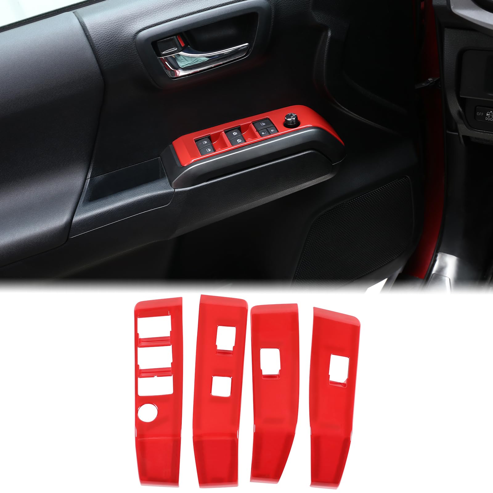 Photo 1 of Aunginsy Car Door Window Glass Lift Button Panel Trim Cover Compatible with Toyota Tacoma 2016-2023 Front and Rear 4Pcs Doors Armrest Window Control Power Switch Decorative Frame Sticker Accessories