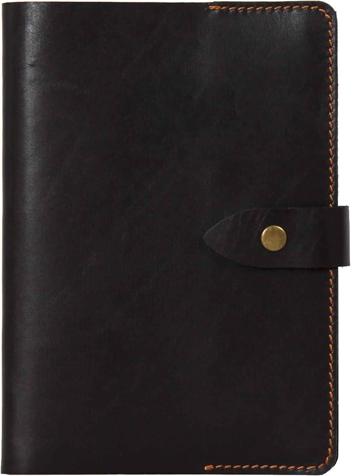 Handmade Leather Journal Notebook A5 Refillable Travel Journal (Snap Button Closure) (Dark Brown)