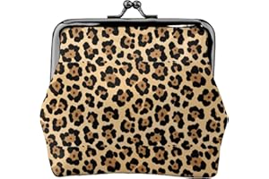WOEZKEX wild animal cheetah Leopard print Buckle Coin Purses Women's Kiss-Lock Closure Mini Vintage Pouch Leather Makeup Wallets Card Holder Cute For Men Women