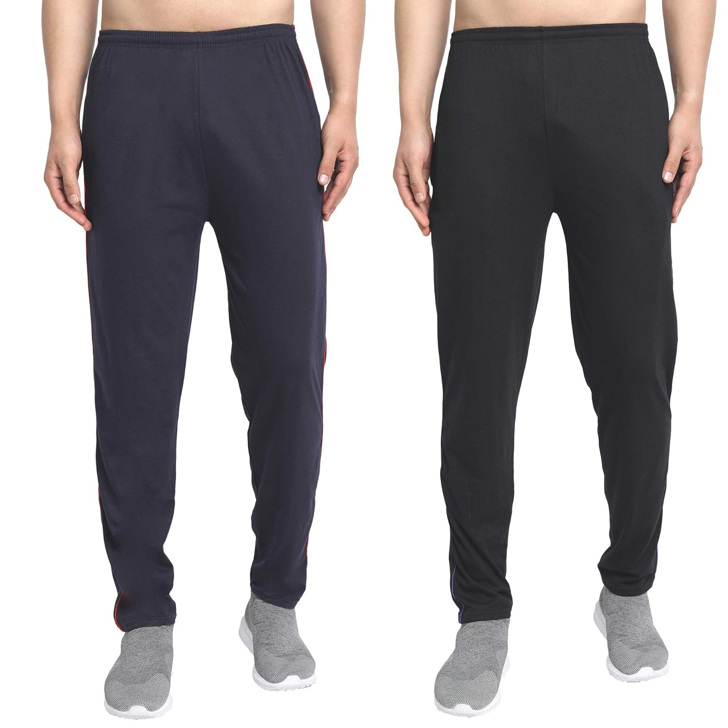 Buy NETTLE Men's Regular fit Cotton Track Pant Black Blue Combo