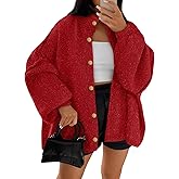 LILLUSORY Womens Oversized Chunky Knit Cardigan Sweaters Long Lantern Sleeve Button Down Cozy Trendy Jacket