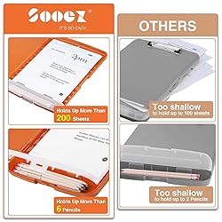 Sooez Clipboards with Storage, High Capacity Clip