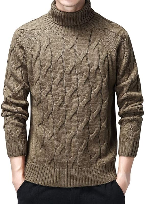YFDYG Pull à col roulé Marron pour Homme Pull d'hiver ...