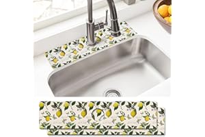 AQUOECHD Sink Faucet Absorbing Mat, 2 Pack Drying Mat Around Faucet Sink Splash Guard Behind Faucet Sinkmat For Kitchen Bathroom Island Rv 15 * 5.5 Inch (60 * 14 cm)