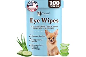 NATURAL DOG COMPANY Natural Dog Eye Wipes for Dogs -100 Ct- Soothing Dog Eye Wipes with Natural, Non-Irritating Ingredients Green Tea & Goldenseal, Effective Dog Tear Stain Remover Wipe & Dog Eye Gunk Remover Wipe, Vegan