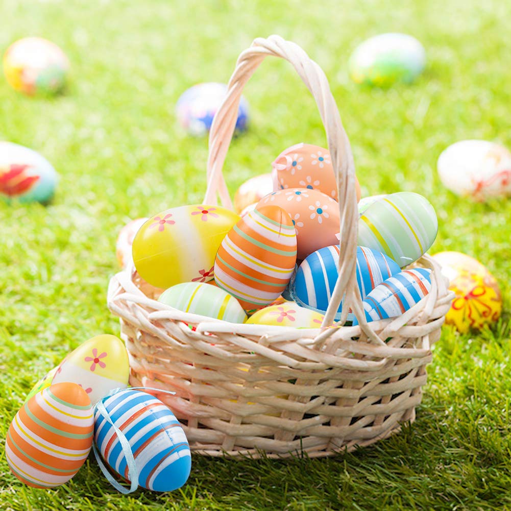 DomeStar Colorful Plastic Eggs, 12PCS Decorative Hanging Eggs Plastic Egg Ornaments Decorations, Random Style